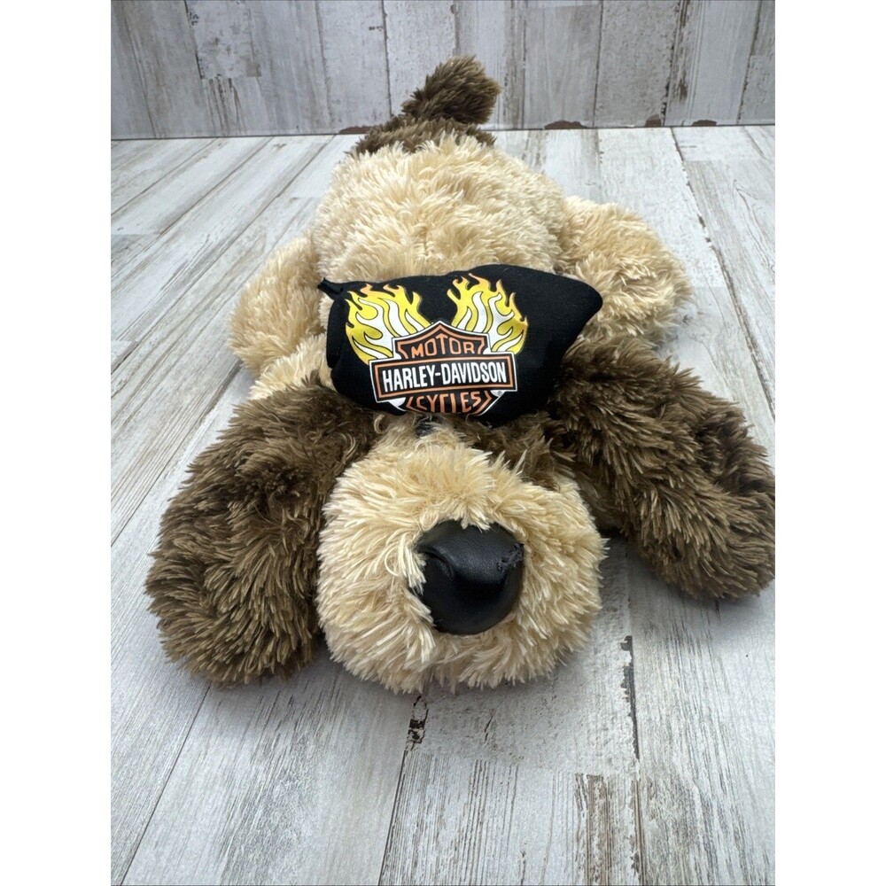 Vintage Harley-Davidson Plush Brown Dog 9" Stuffed Animal Durag Floppy Ears Soft
